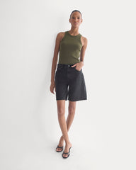 Racerback Tank In Pointelle | Olive Night