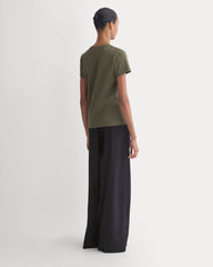 The Slim V-Neck Tee In Essential Cotton | Olive Night