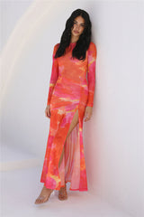 RUNAWAY THE LABEL Olivia Maxi Dress Orange Floral