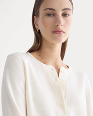 Boxy Henley In Cozy Waffle | Bone