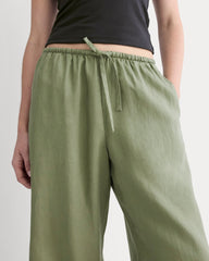The Drawstring Pant In Linen | Lichen Green