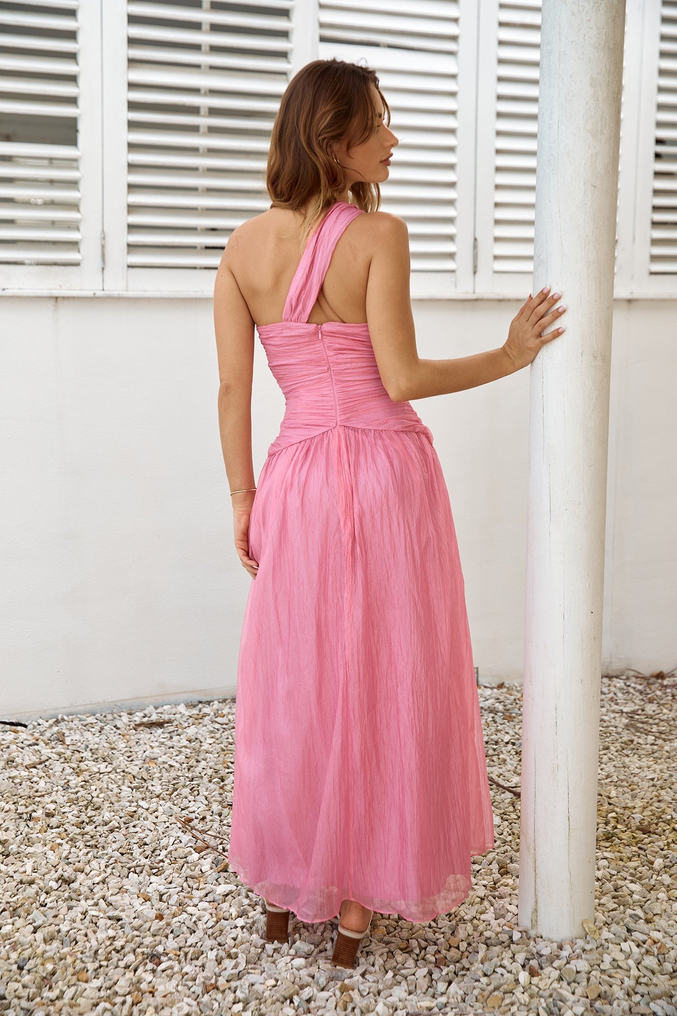 Sugar Coated One Shoulder Maxi Dress Pink