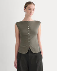 Sleeveless Button-Up In Butterluxe | Taupe