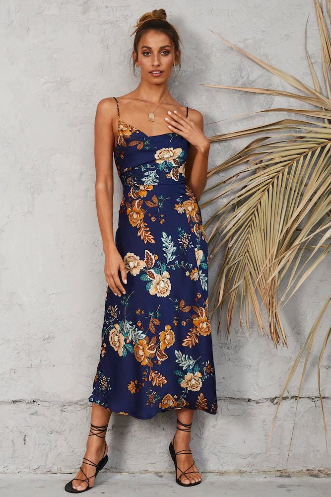 Round The World Maxi Dress Navy