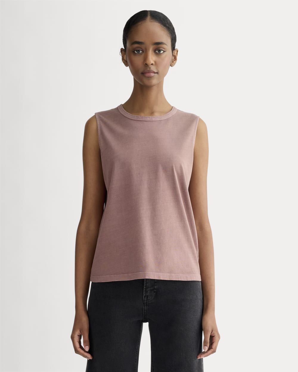 The Boyfriend Tank In Essential Cotton | Brown Garment Dye