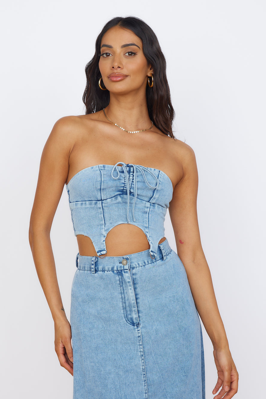 Starlit Symphony Crop Top Denim