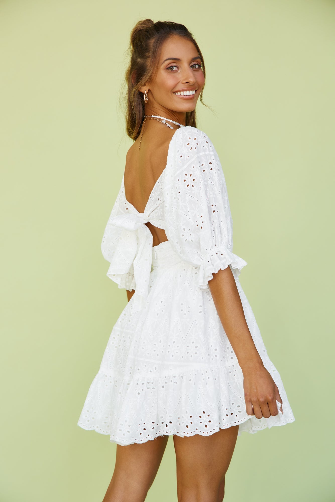 Circling Round Dress White