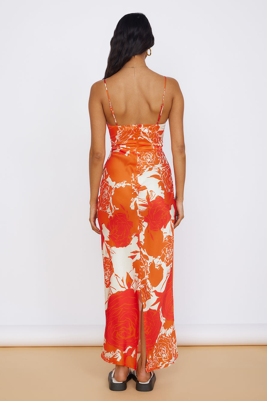 Fresh Blossom Maxi Dress Orange