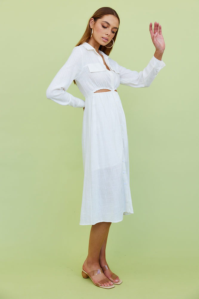 Nebular Midi Dress White