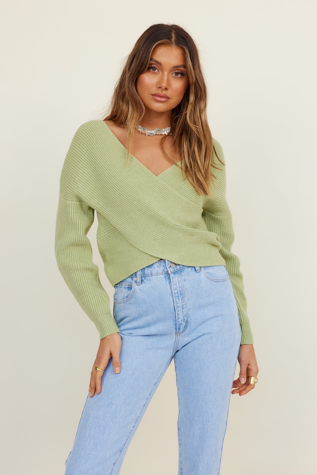 Days Around Me Knit Jumper Green