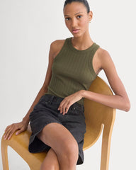Racerback Tank In Pointelle | Olive Night