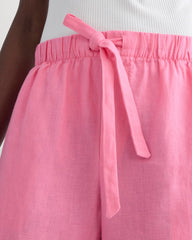 The Drawstring Boxer Short In Linen | Deep Pink