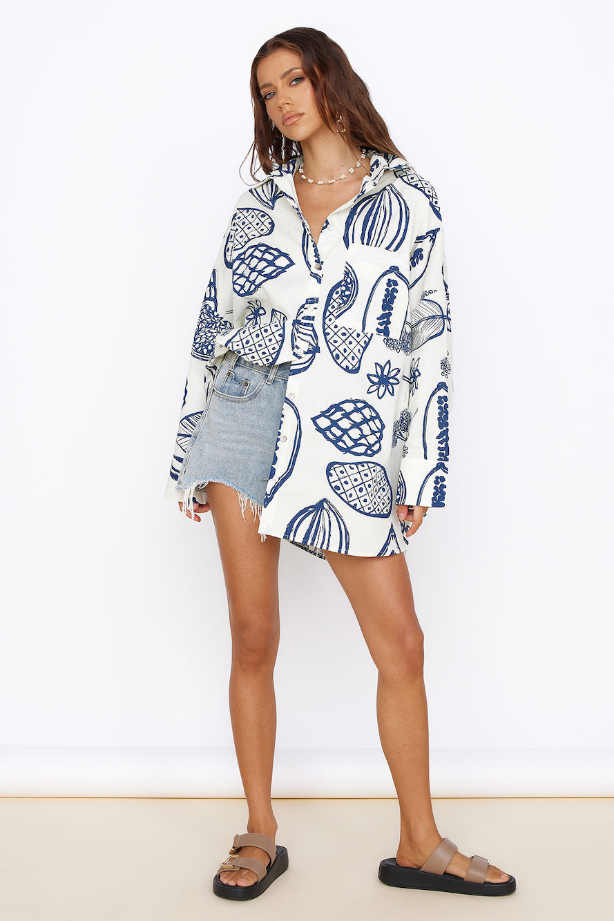 Summer Glow Shirt Dress Blue