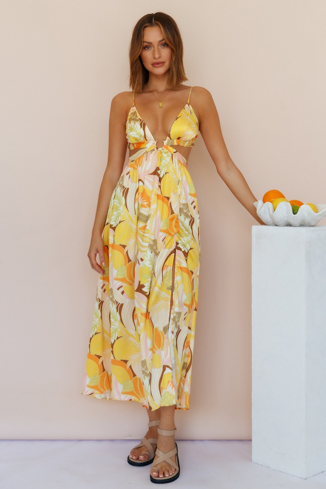 Through The Gardens Maxi Dress Yellow