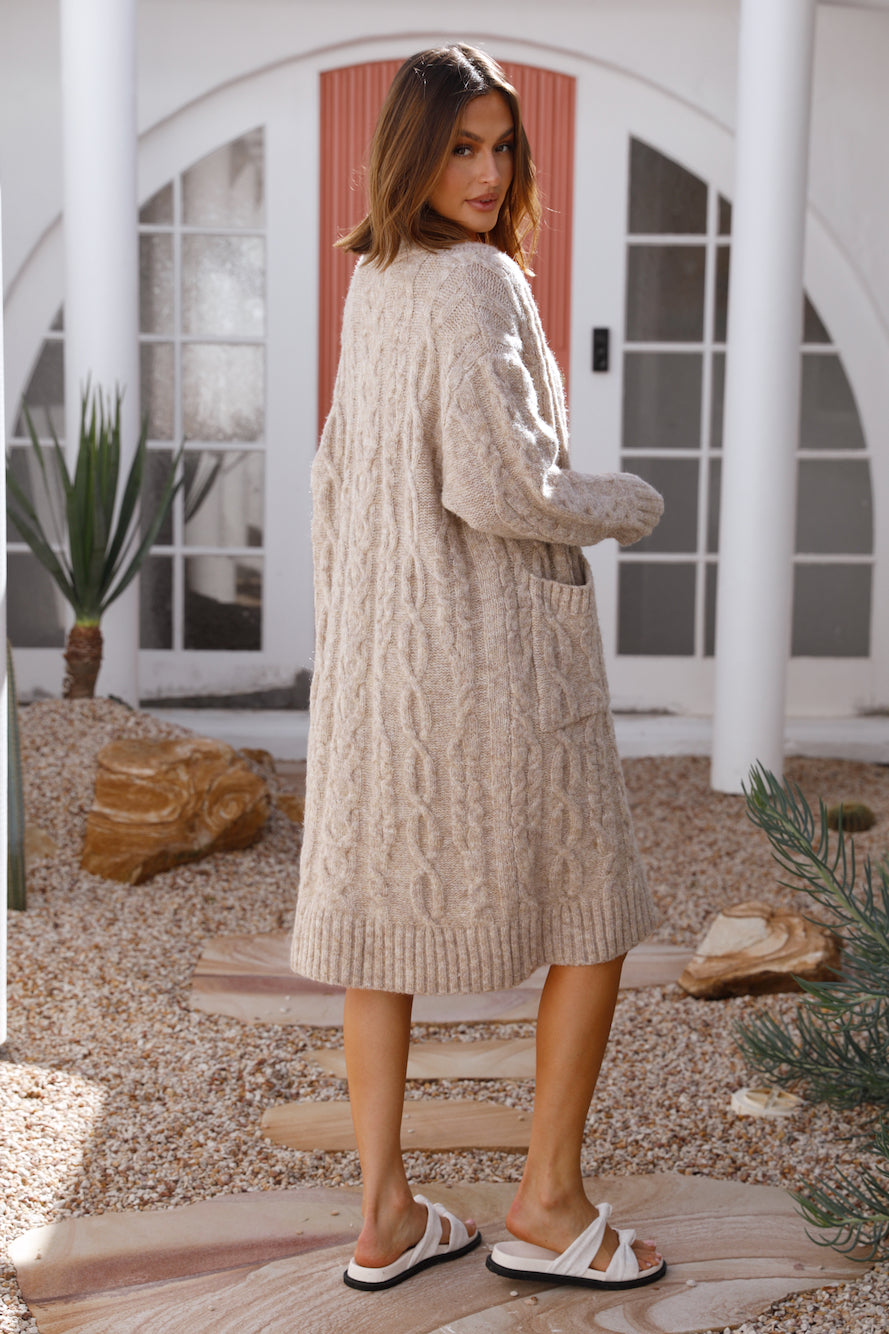 SNDYS Jet Cable Knit Cardi Mushroom