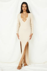 LIONESS Opulence Maxi Dress Beige