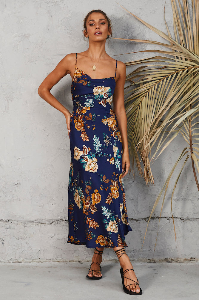 Round The World Maxi Dress Navy