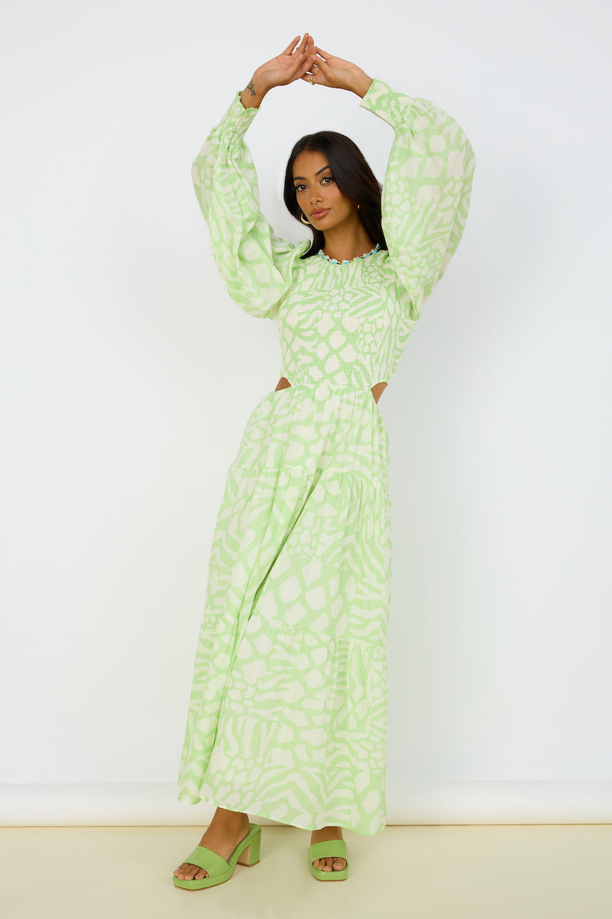 GIRL AND THE SUN Paloa Maxi Dress Lime Green