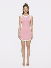 Wilhelmina Contrast-Trim Knit  Mini Dress -Pink