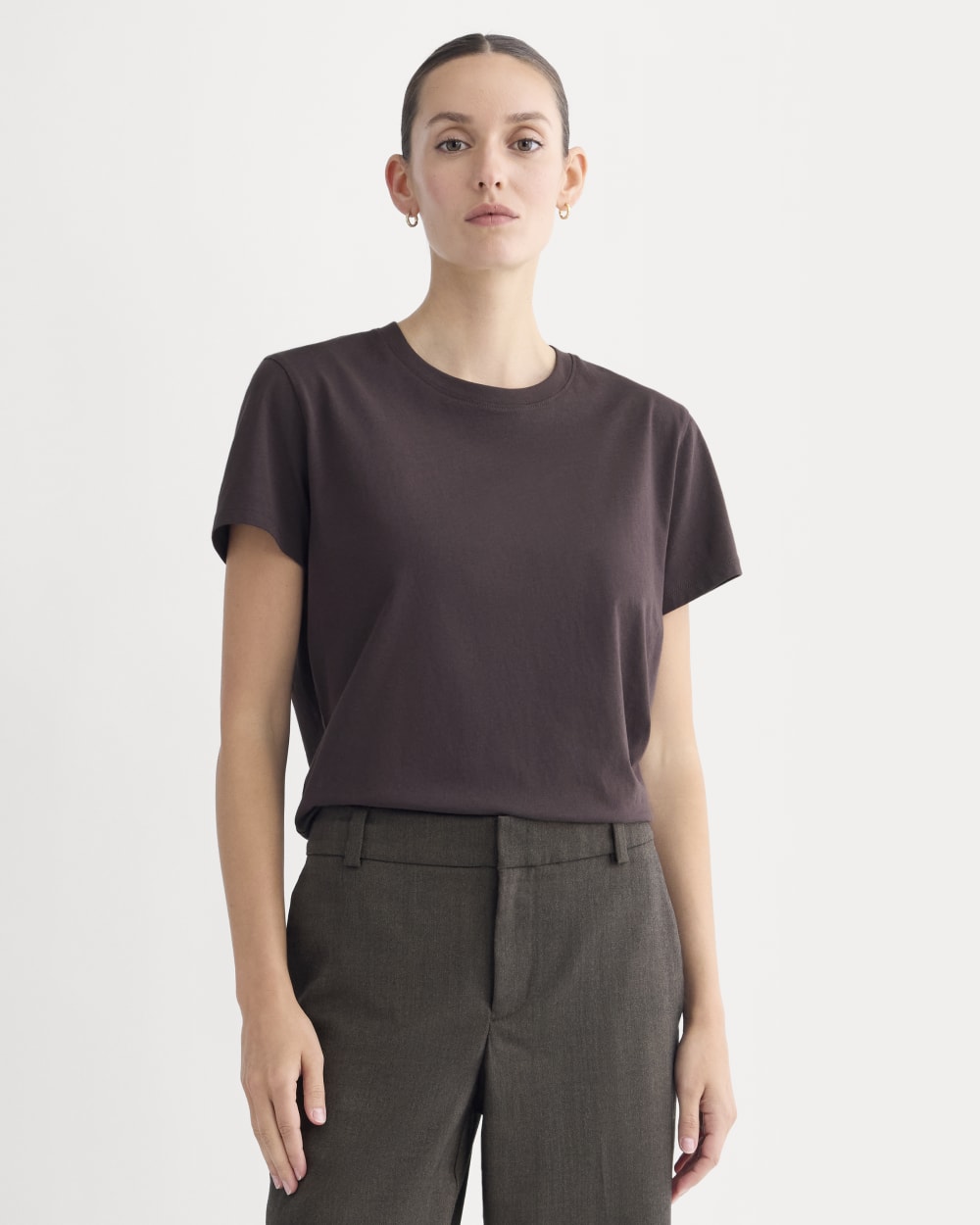 The Box-Cut Tee In Essential Cotton | Dark Chocolate | No Pocket