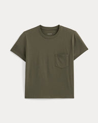 The Box-Cut Tee In Essential Cotton | Olive Night | Pocket