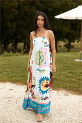 French Sunrise Maxi Dress Blue