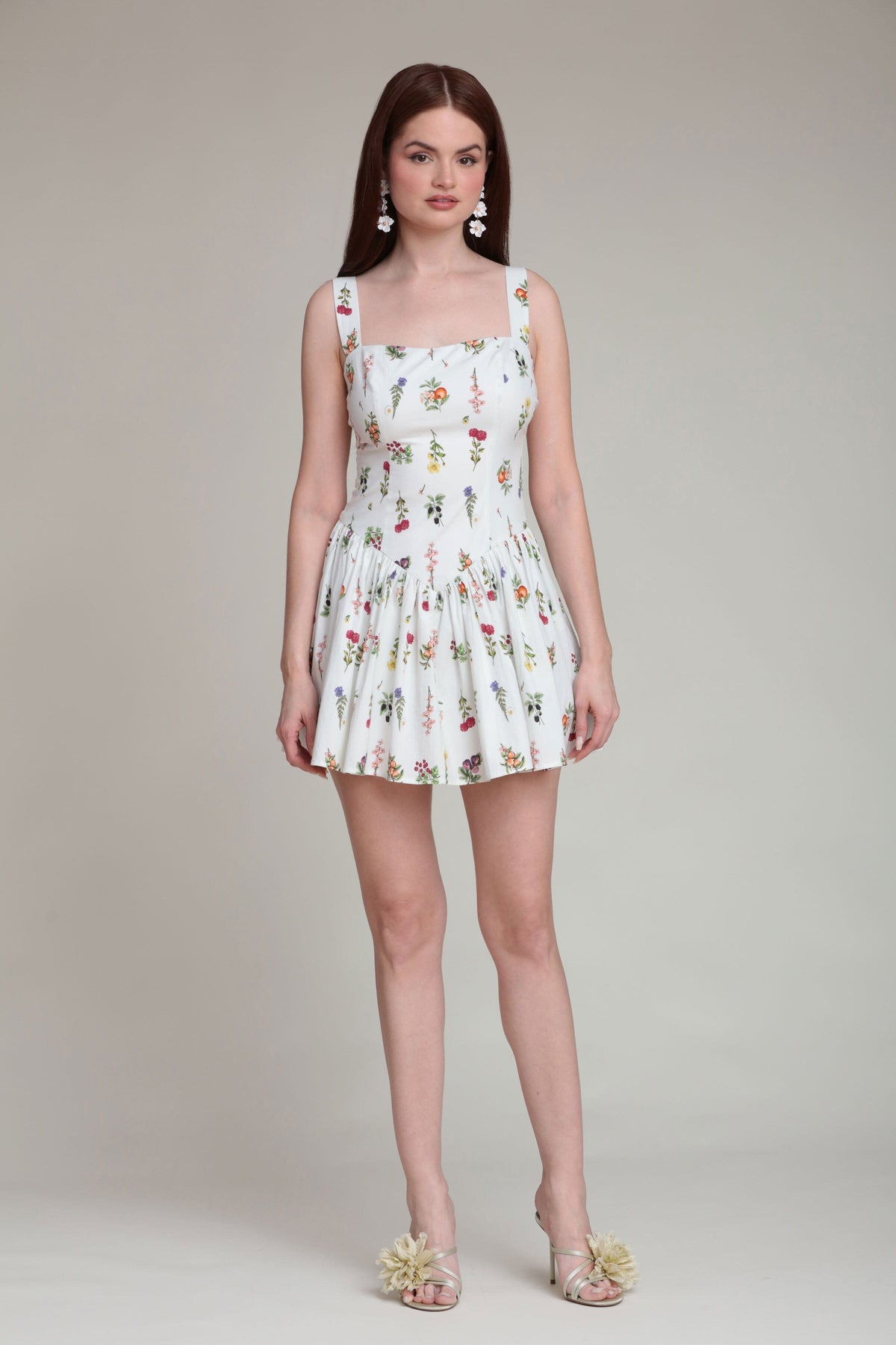 Wildflower Print Stretch Cotton Romper Dress
