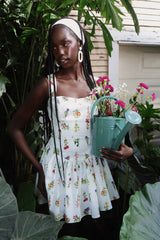 Wildflower Print Stretch Cotton Romper Dress