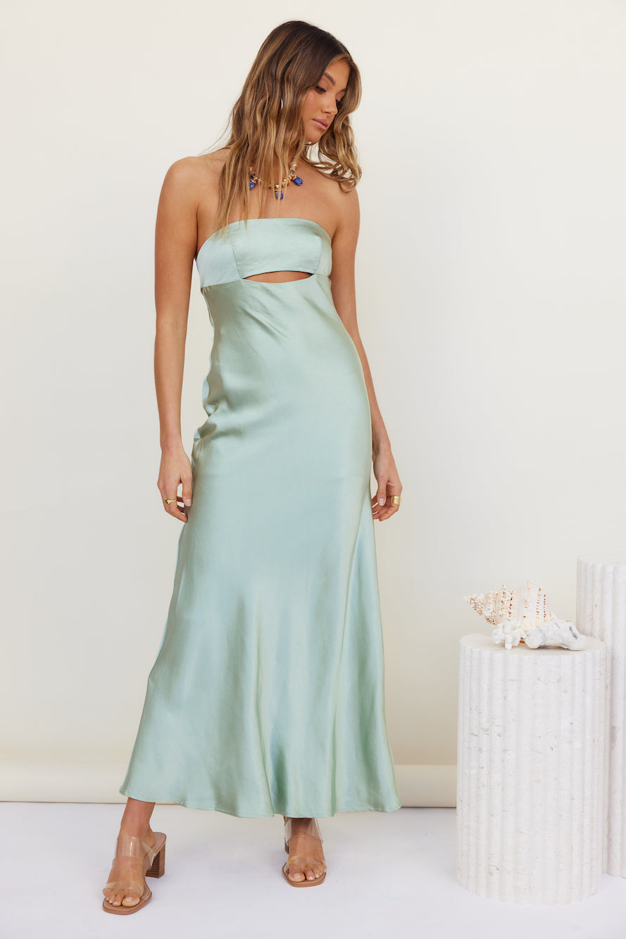 Open Hearts Maxi Dress Green