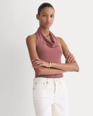 Halter Cowlneck Top In Butterknit | Washed Henna