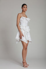 Broderie Anglaise Cotton Ruffle Mini Dress