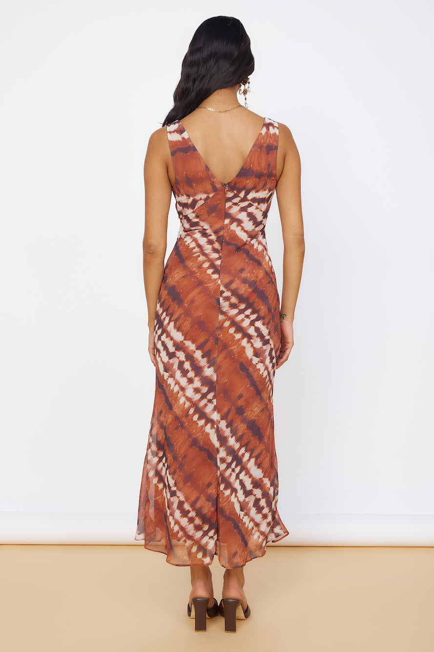 Sweet Reflections Maxi Dress Brown