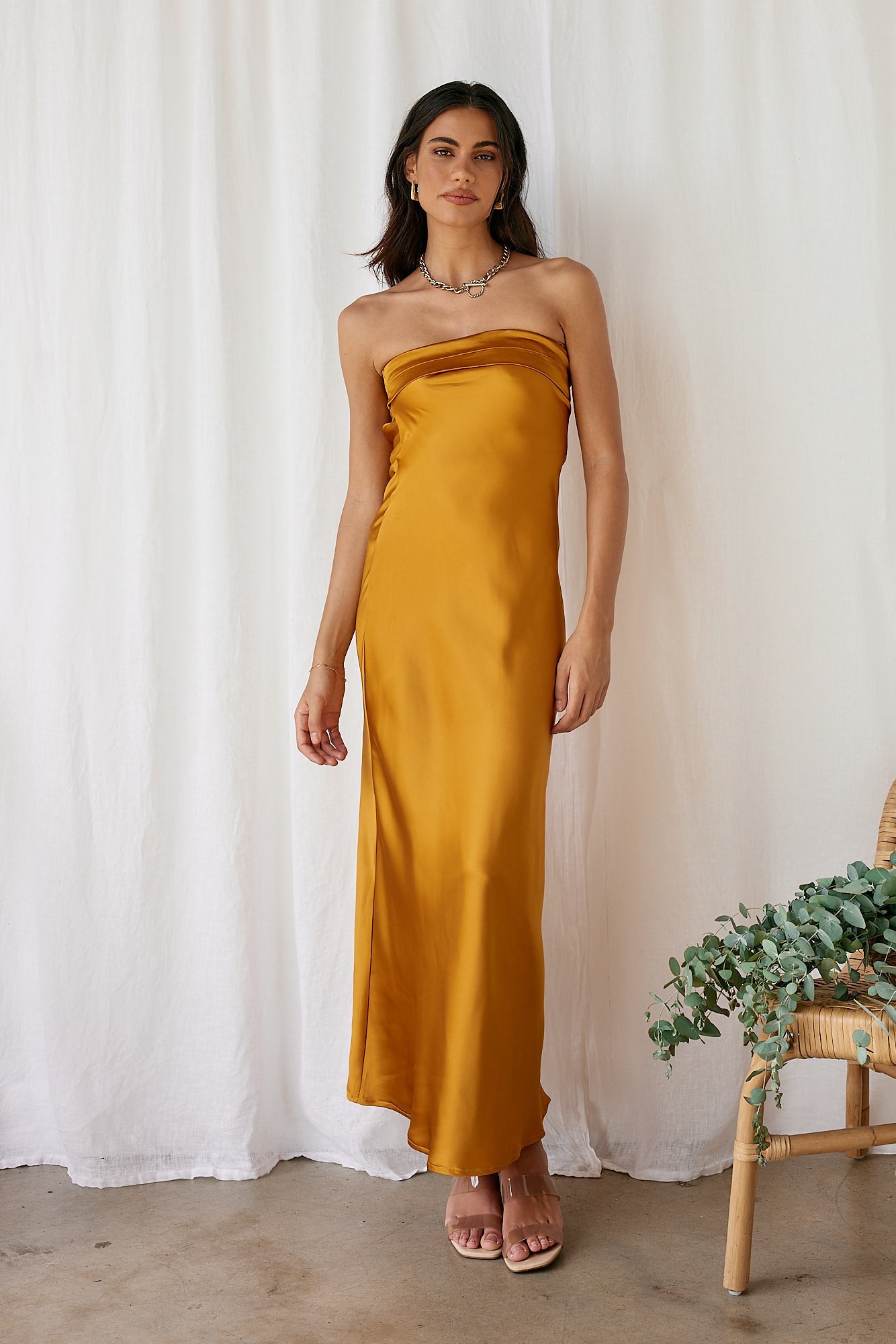 Gleam In Gold Maxi Dress Yellow