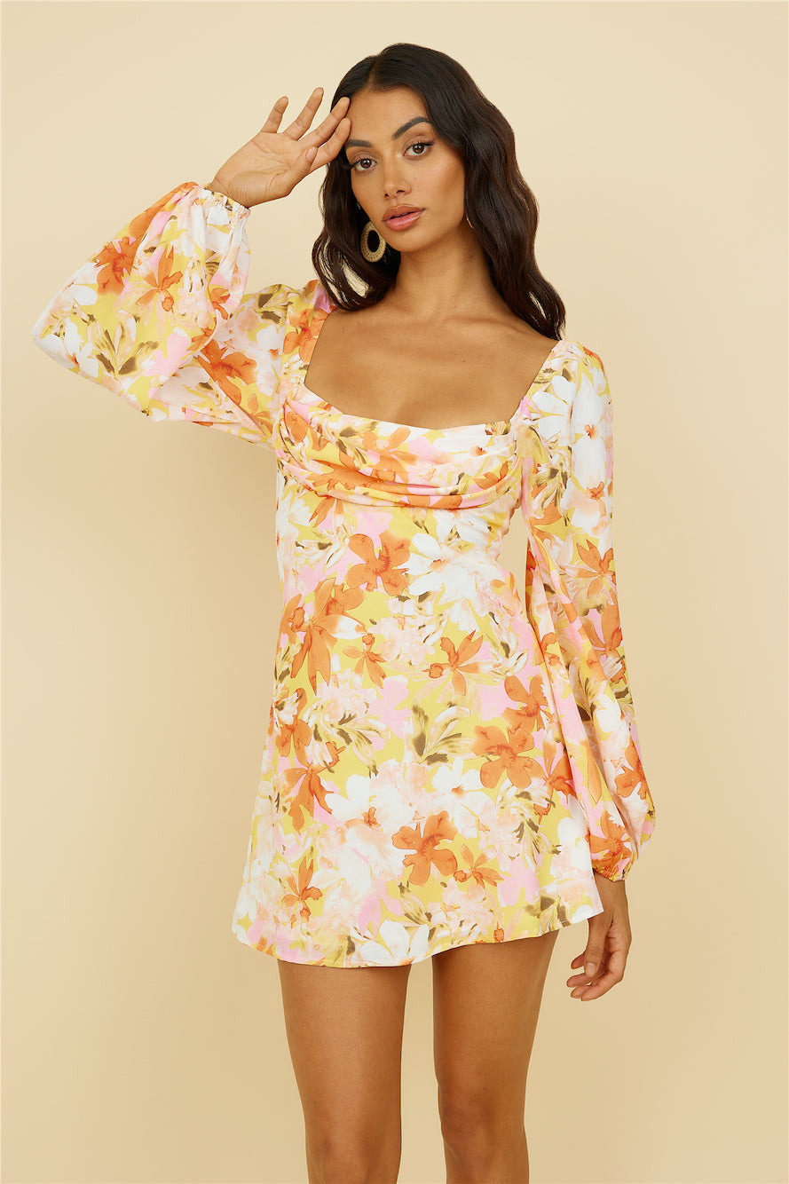 Twist Of Fate Dress Orange Floral