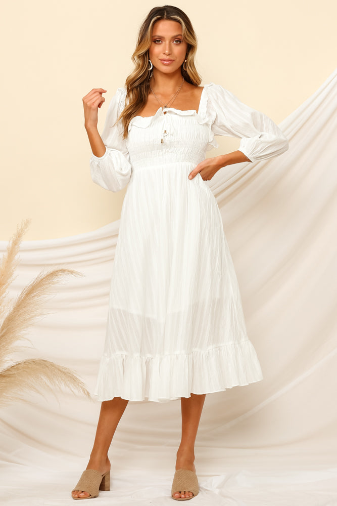 Loved By The Moon Midi Dress White