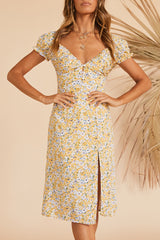 Thinking Of The Past Midi Dress Yellow