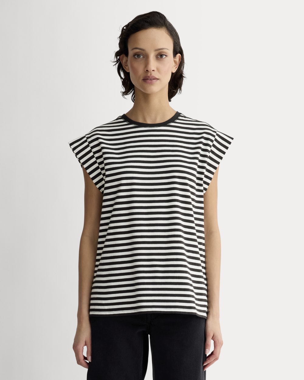 The Muscle Tee In Essential Cotton | Bone / Black