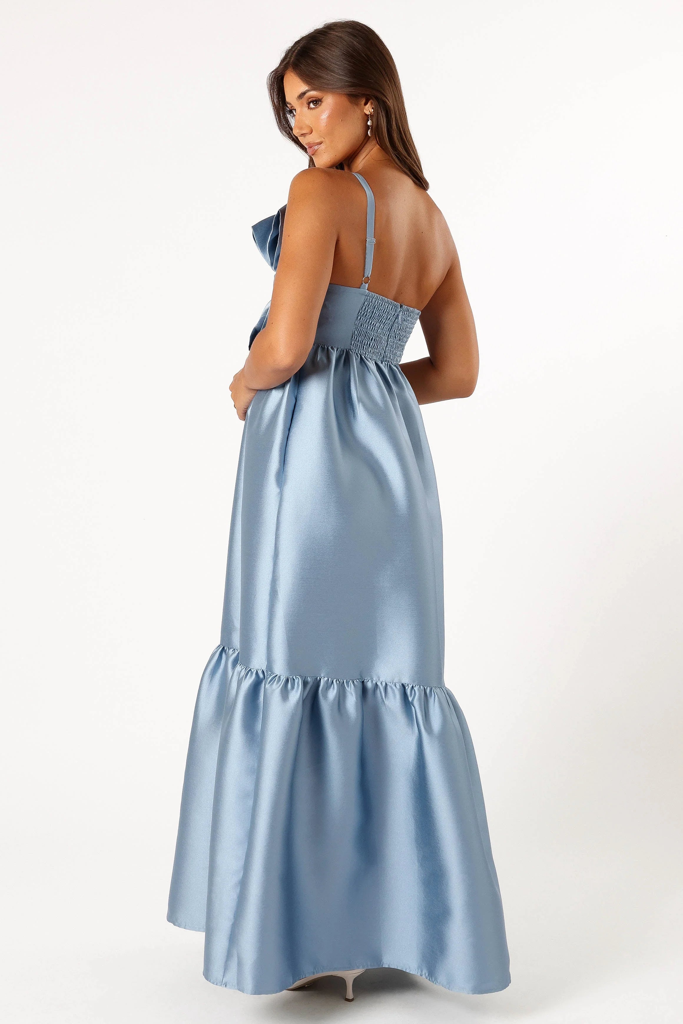 Betina Bow Front Maxi Dress - Blue