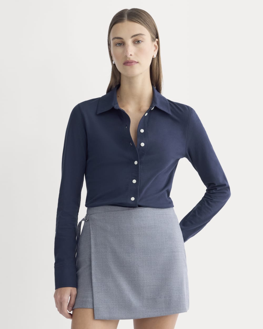 Button-Up Shirt In Essential Cotton | Navy