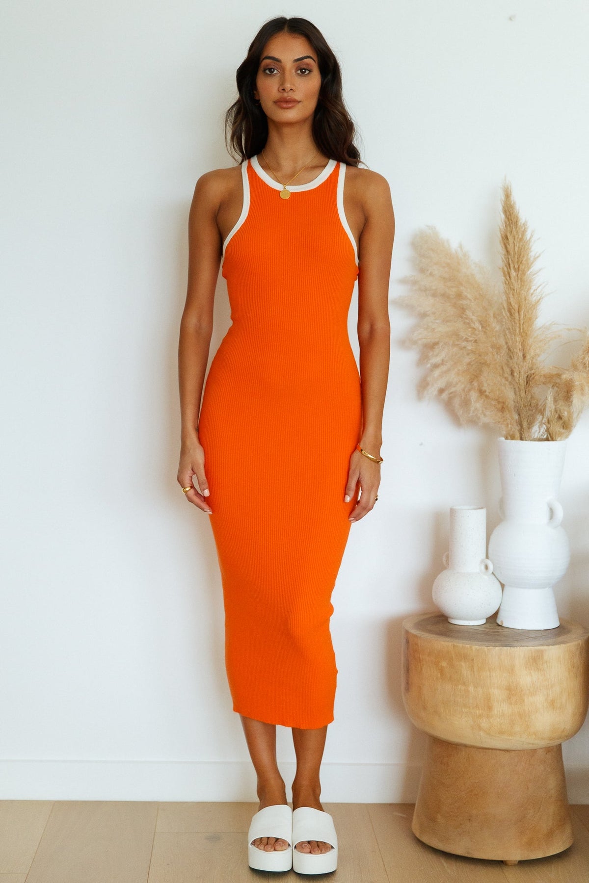 Swaying Leaves Maxi Dress Orange