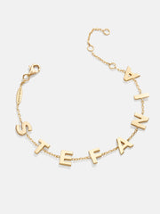 14K Gold Custom Spaced Letter Name Bracelet - 14K Gold