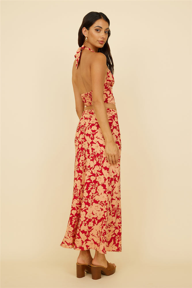 Starlight Fever Maxi Skirt Red