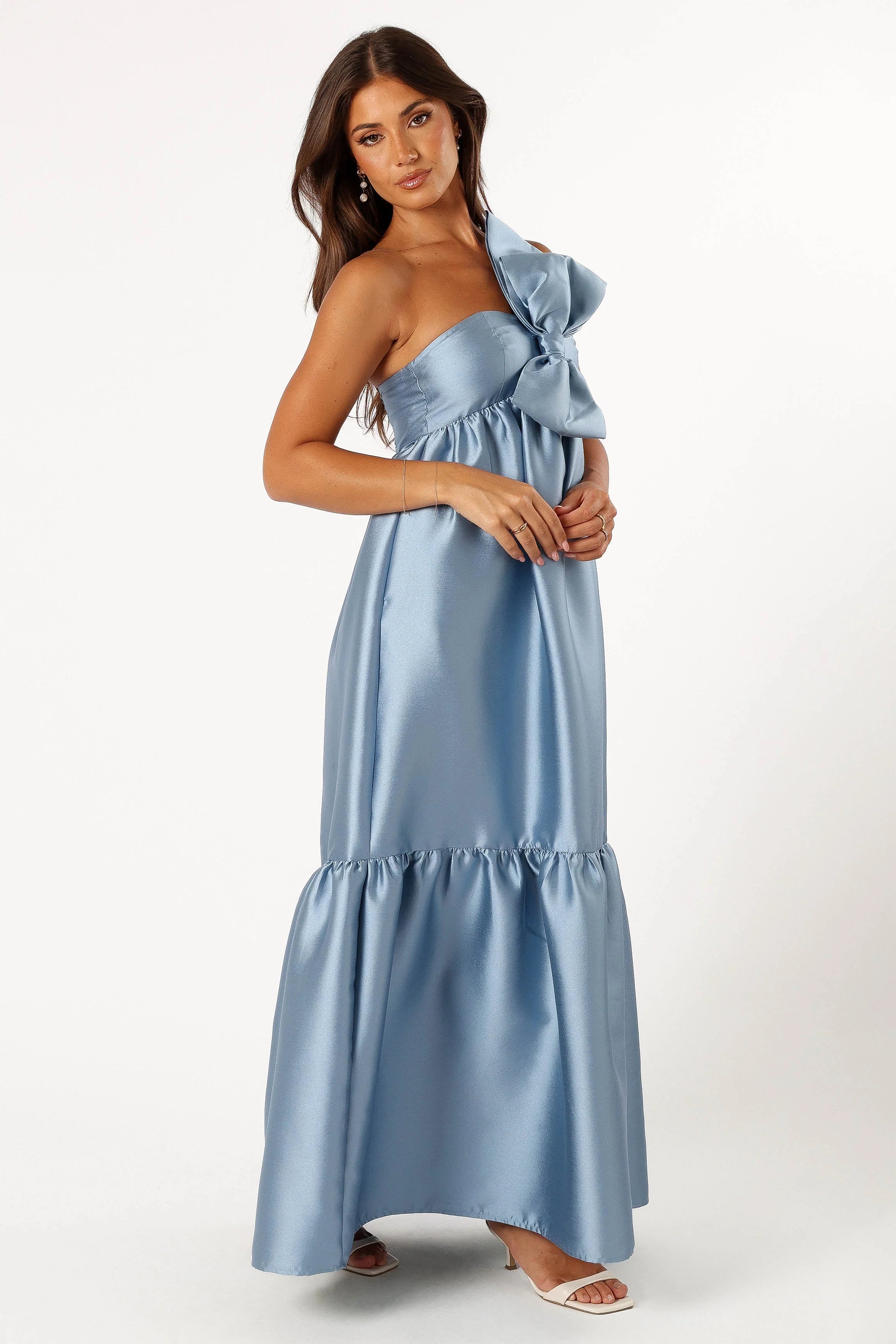 Betina Bow Front Maxi Dress - Blue