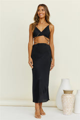 Tropical Nights Maxi Skirt Black