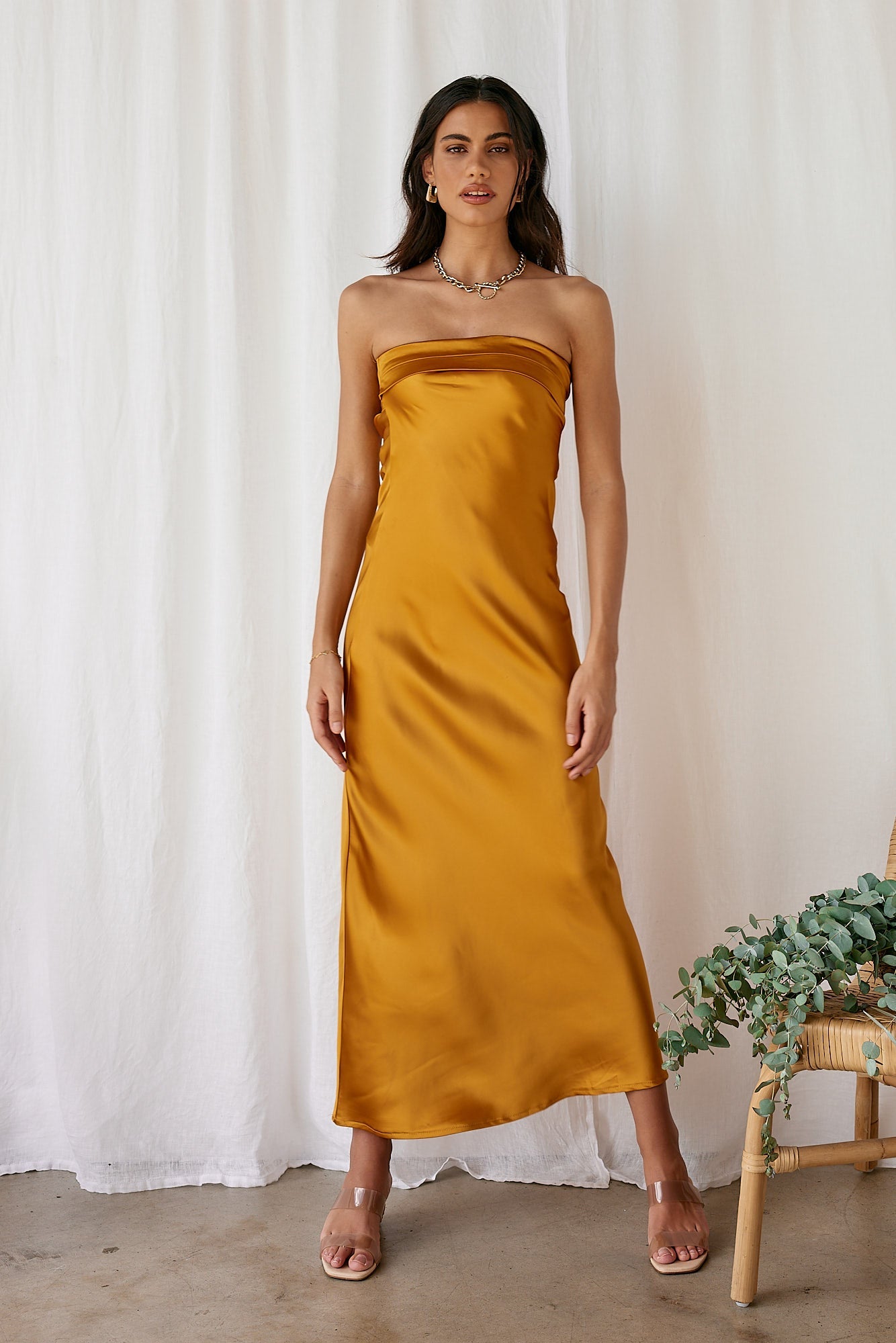 Gleam In Gold Maxi Dress Yellow