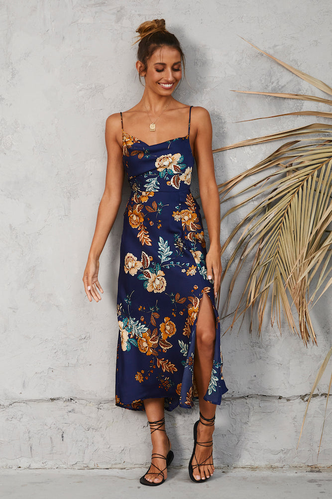 Round The World Maxi Dress Navy