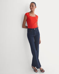 Retrosoft Cotton Square-Neck Tee | Fiery Red