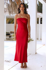 Gleam In Gold Maxi Dress Red