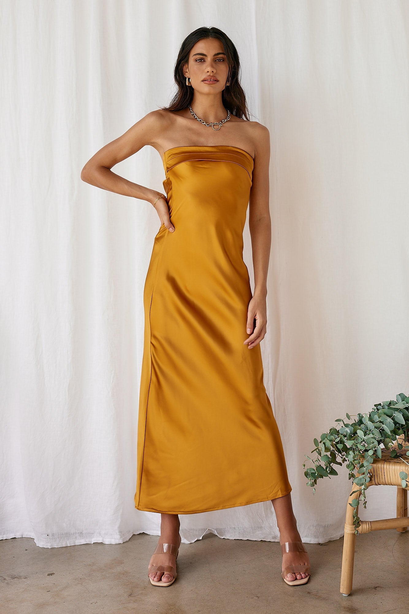 Gleam In Gold Maxi Dress Yellow