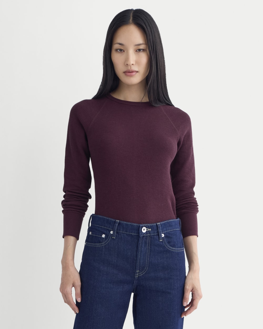 Slim-Fit Crew In Cozy Waffle | Heathered Port Royale